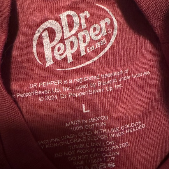 Dr.Pepper baby tee size large 100% cotton - Picture 2 of 2